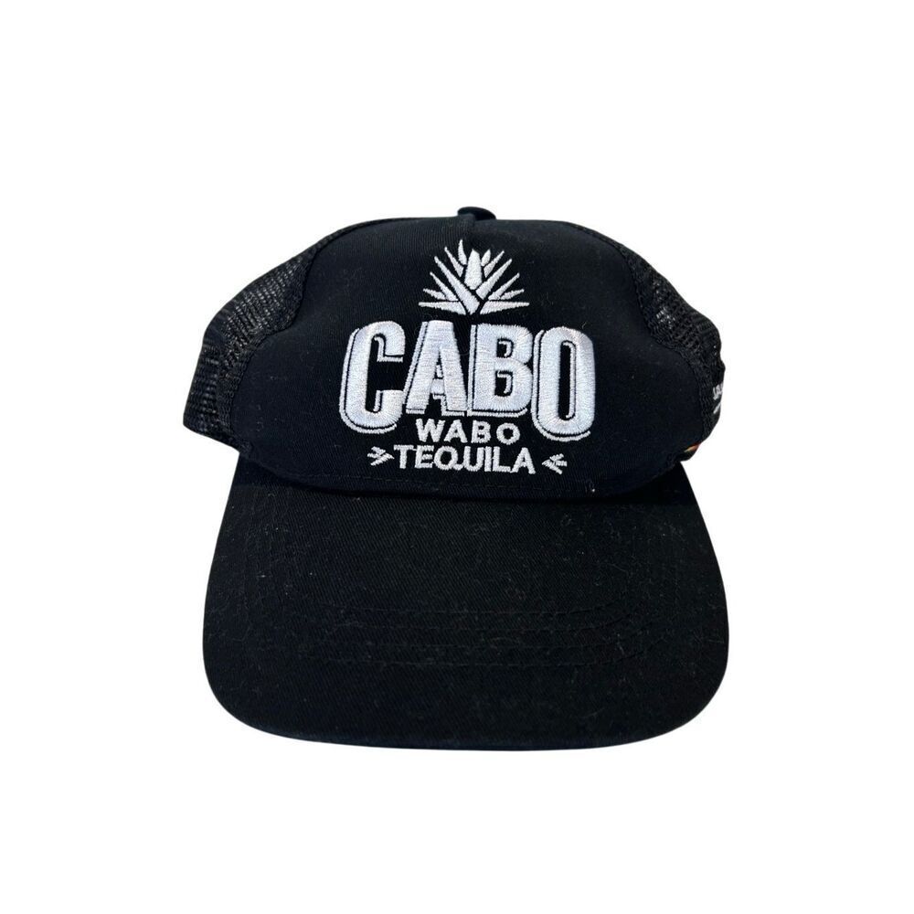 Cabo Wabo Tequila Snapback Hat Cap Black White Mesh Nascar Logo